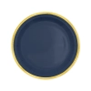 Farfurie de hârtie albastru închis cu margine aurie Classic Gold 18 cm - 6 bucăți