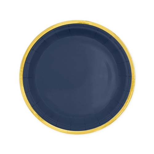 Sötétkék papírtányér arany szegéllyel Classic Gold 18 cm – 6 db