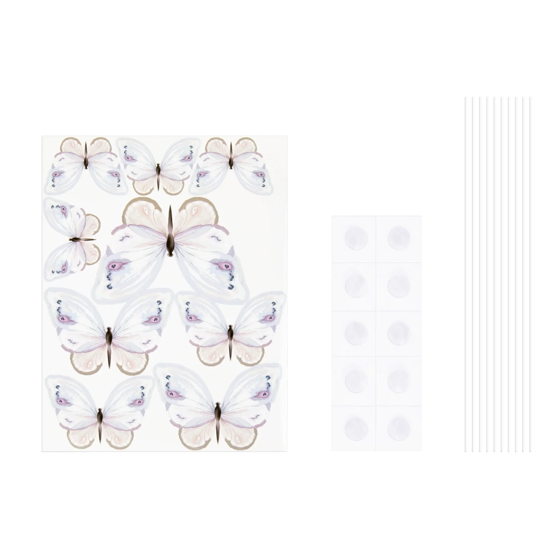 Tortadíszítő beszúrók – pillangók, 9 db