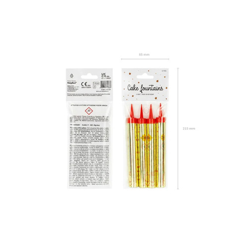 Tortatűzijátékok – arany, 12 cm, 4 db Tortatűzijátékok – arany, 12 cm, 4 db