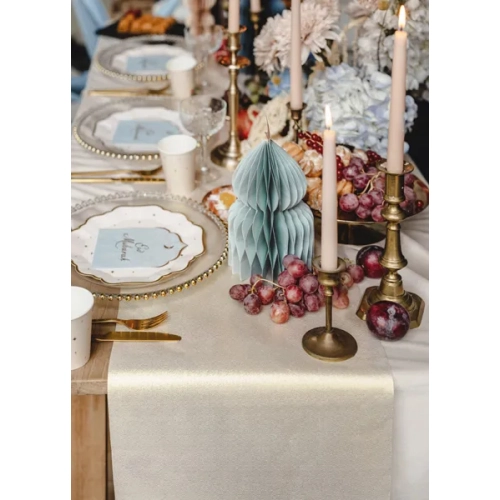 Traversă de masă din tul – auriu 0,36 x 3 m