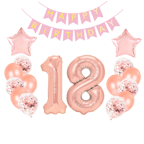Nagy lufikészlet 18. születésnapra – rose gold