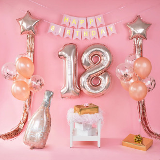 Velik komplet balonov za 18. rojstni dan rose gold