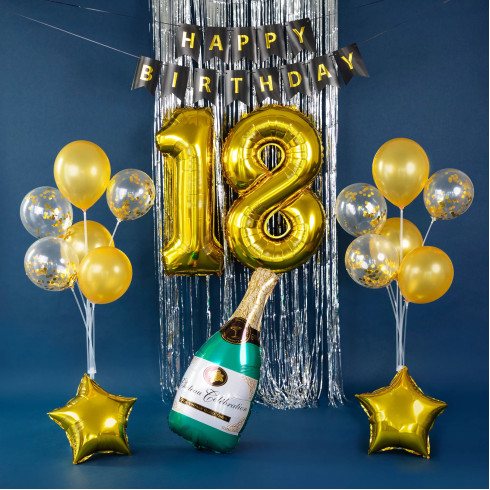 Velik komplet zlatih balonov za 18. rojstni dan