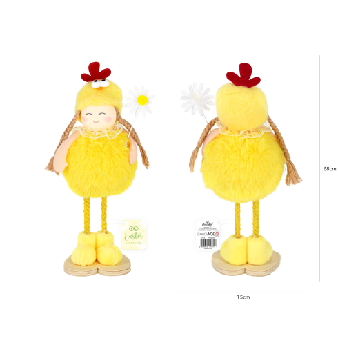 Velikonoční dekorace Stojící děvčátko s květinou, 1 ks