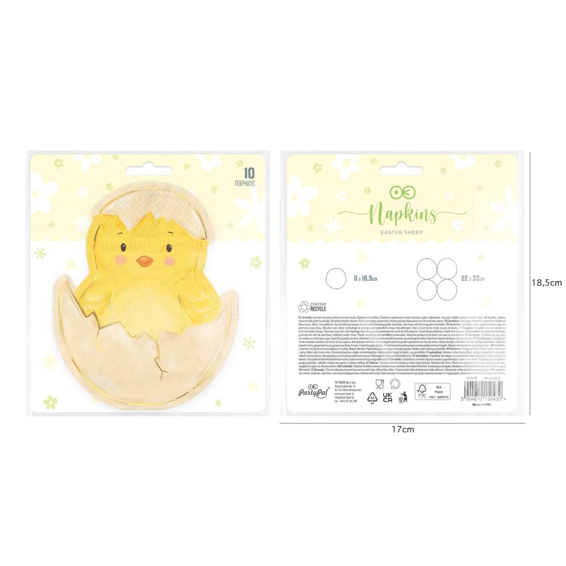 Șervețele de hârtie de Paște, Puișor în ou, 10 buc.