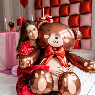 Velik folijski balon Medvedek z mašno 75 x 84 cm