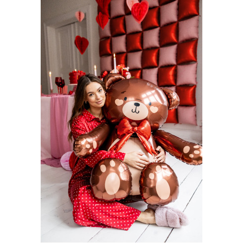 Velik folijski balon Medvedek z mašno 75 x 84 cm