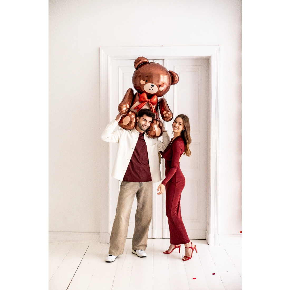 Balon mare din folie Ursuleț cu fundiță 75x84 cm