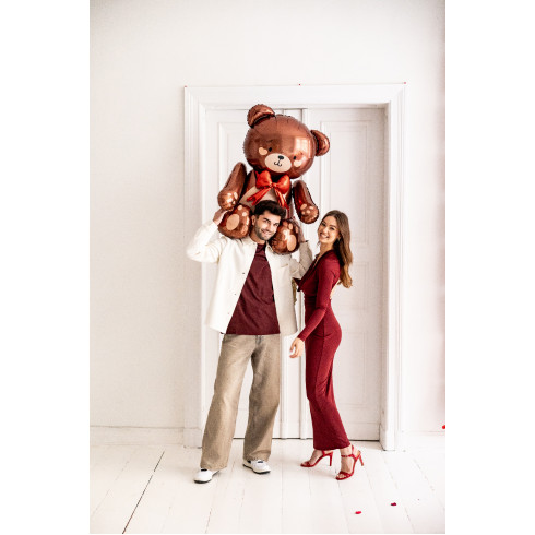 Velik folijski balon Medvedek z mašno 75 x 84 cm