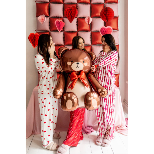 Velik folijski balon Medvedek z mašno 75 x 84 cm