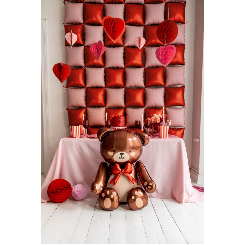 Velik folijski balon Medvedek z mašno 75 x 84 cm