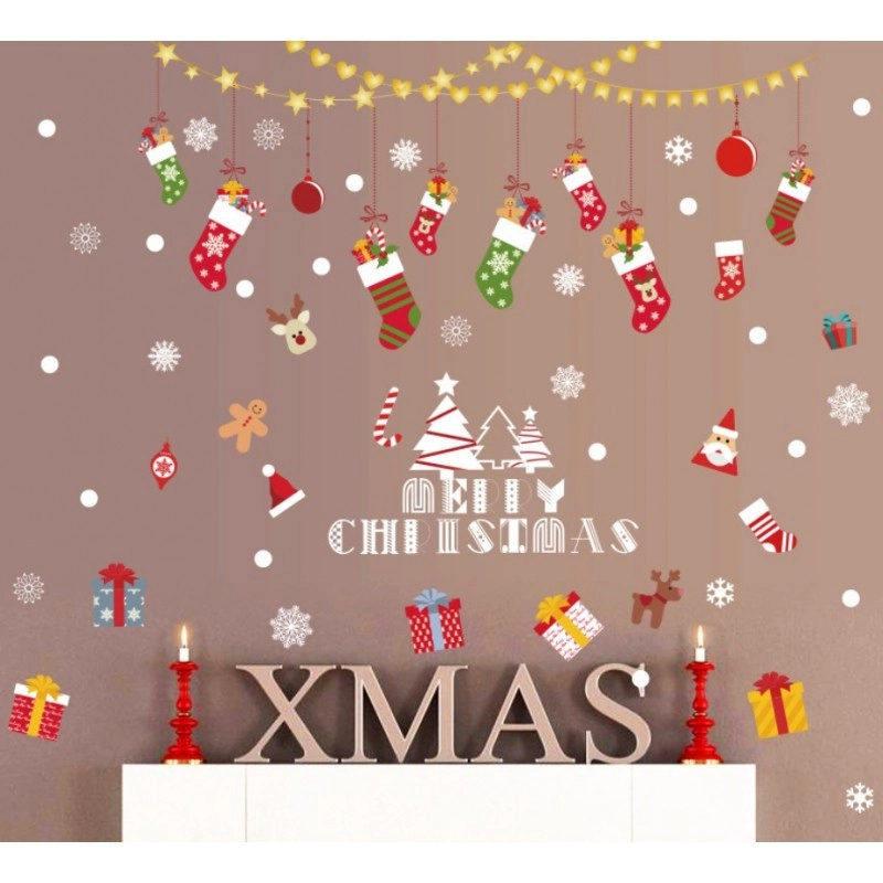 Vánoční barevné samolepky na okno 2x 30 x 90 cm 