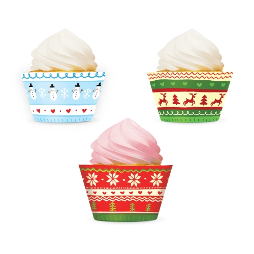 Set 12 forme pentru brioșe de Crăciun „Pulovere”