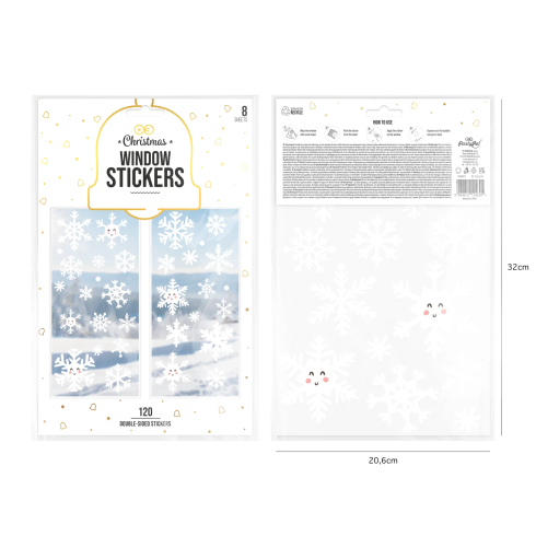 Karácsonyi hópehely ablakmatricák, 120 db