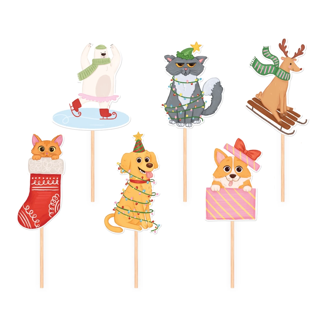 Karácsonyi sütemény- és muffin díszek Állatkák 6 db