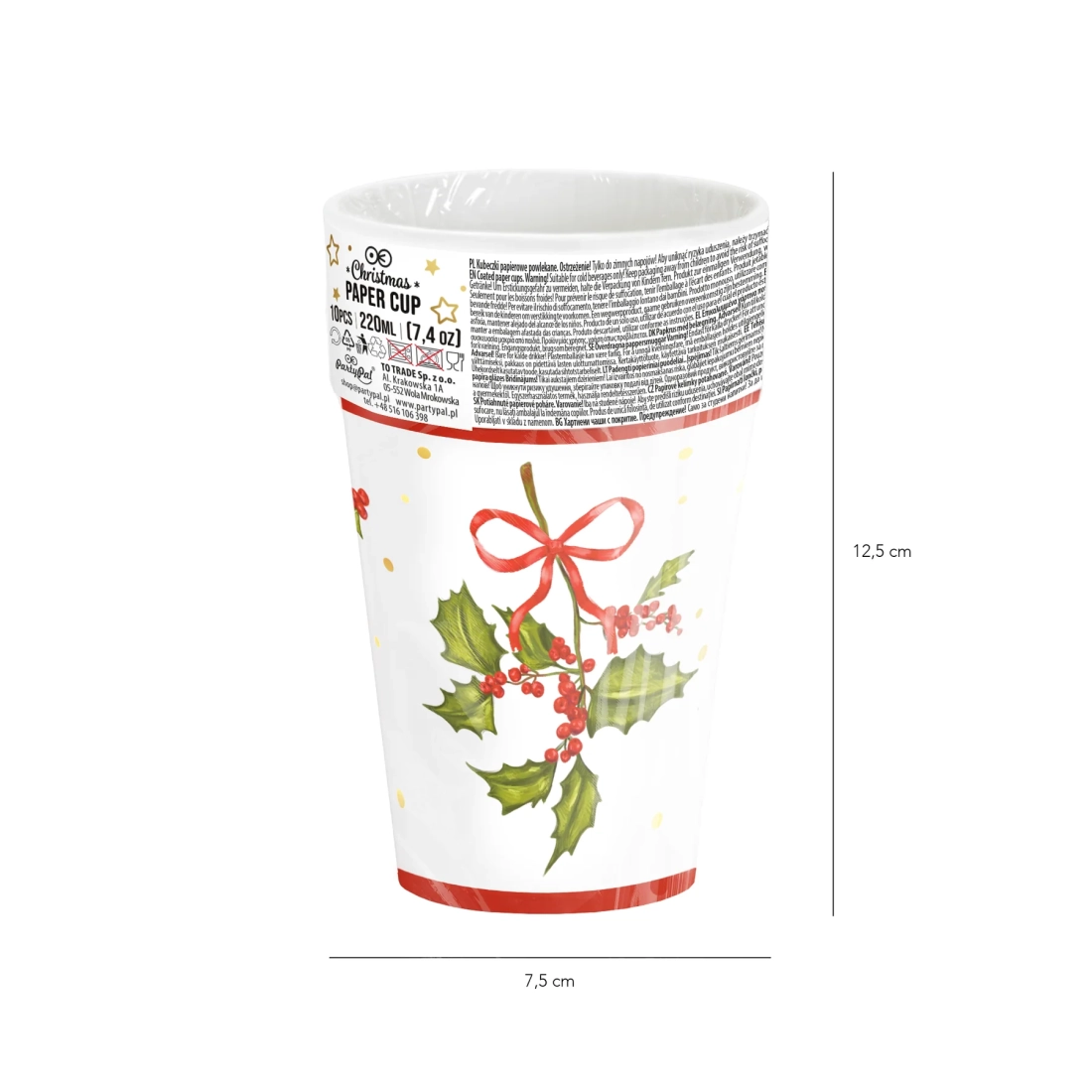 Karácsonyi papírpoharak 220 ml, 10 db