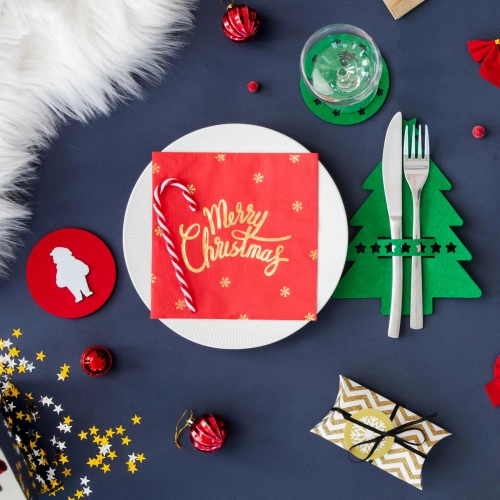 Vánoční podložky na příbory zelený stromek 6ks