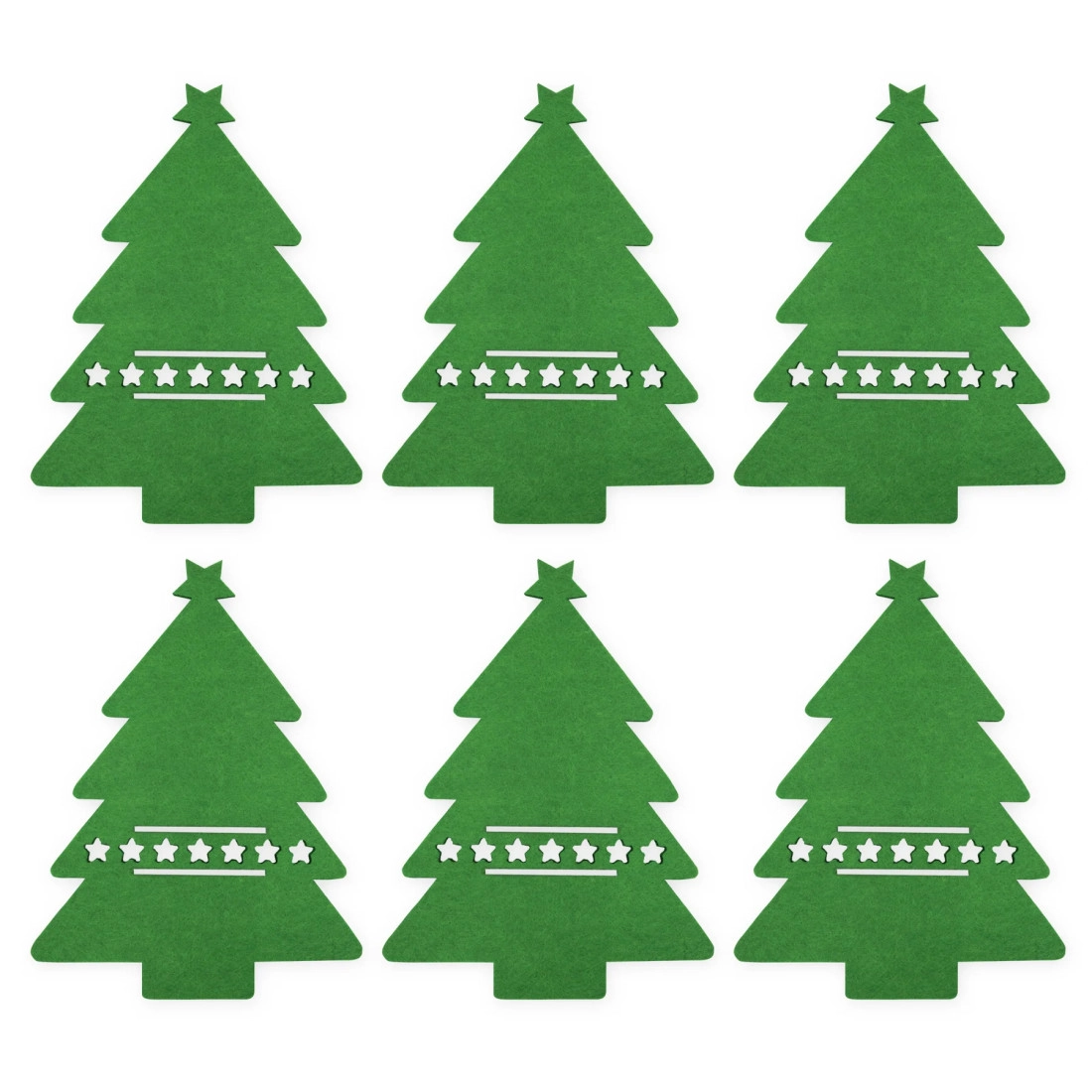 Suporturi de tacâmuri de Crăciun, brăduț verde, 6 buc.