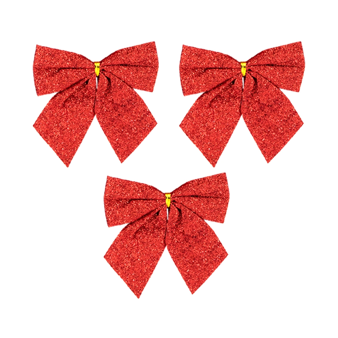 Fundă de Crăciun sclipitoare, roșie – 12 cm, set 3 buc.