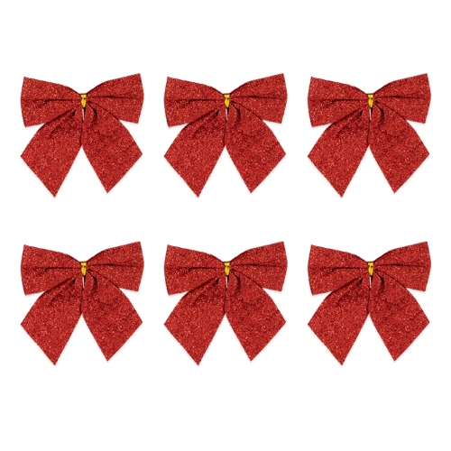 Fundă strălucitoare de Crăciun, roșie – 8 cm, 6 buc.