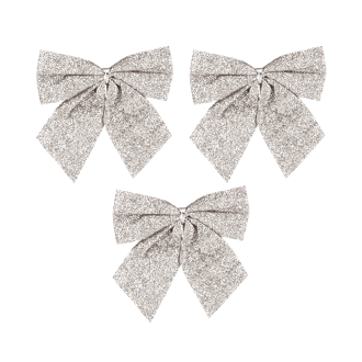 Vánoční třpytivé mašle stříbrné - 12 cm 3 ks