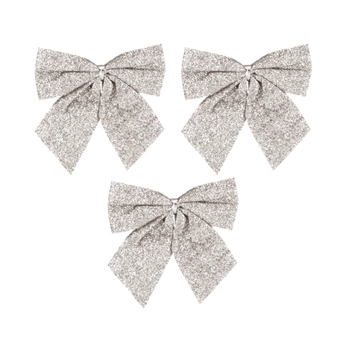 Božične bleščeče srebrne pentlje – 12 cm, 3 kos
