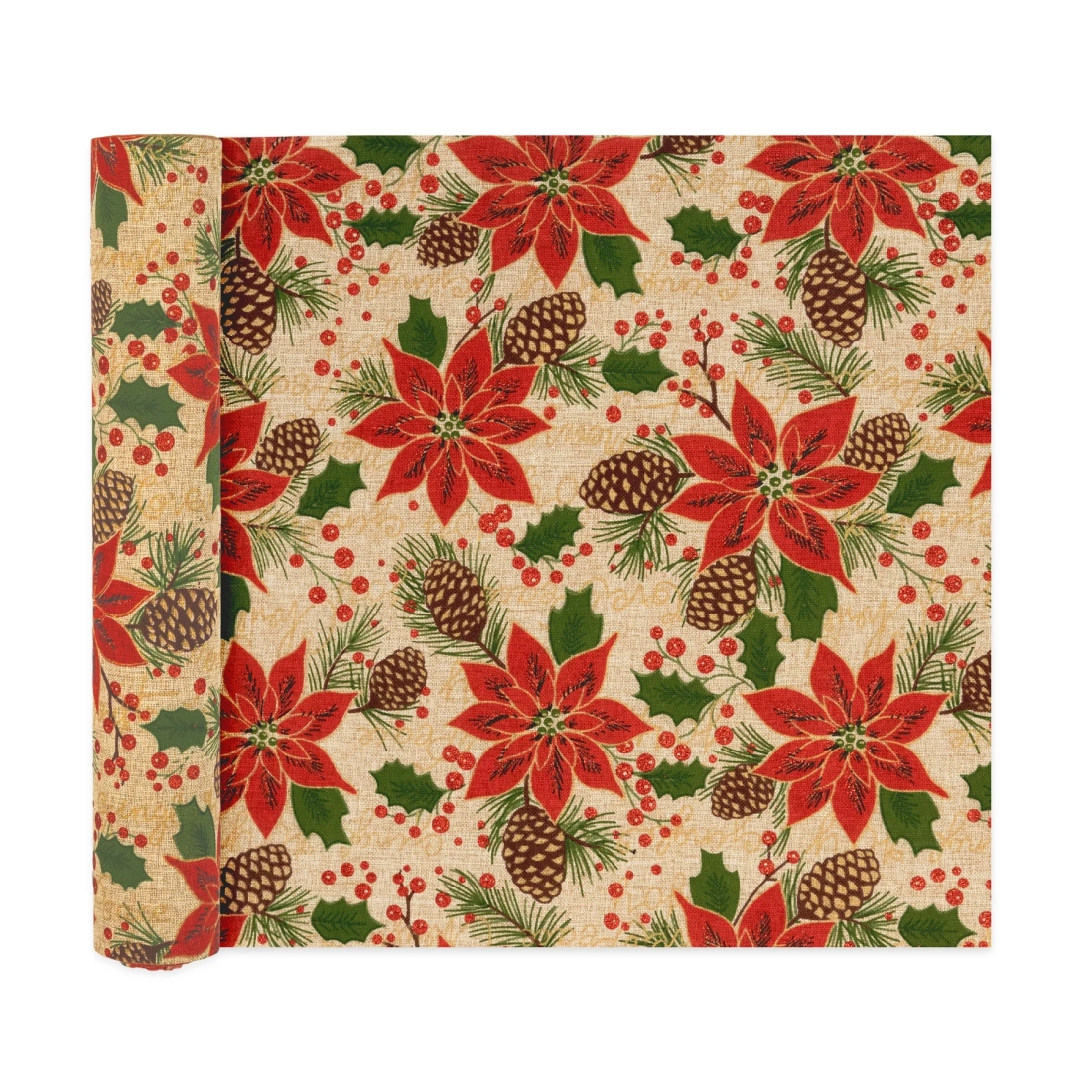 Traversă de Crăciun cu trandafiri de Crăciun, 275 x 28 cm