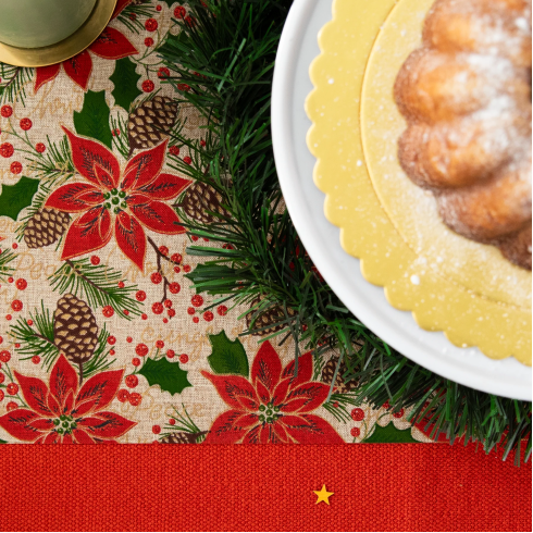 Karácsonyi asztali futó – Karácsonyi rózsák 275 x 28 cm