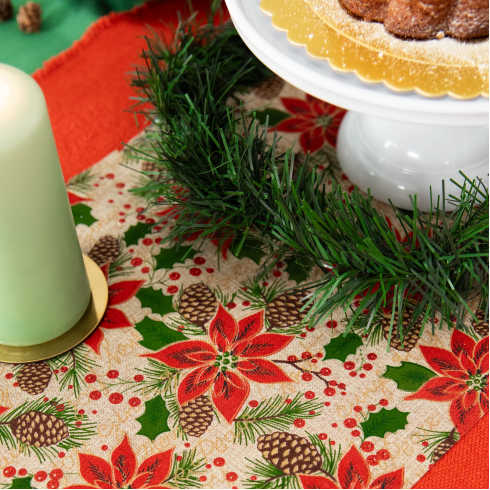 Karácsonyi asztali futó – Karácsonyi rózsák 275 x 28 cm