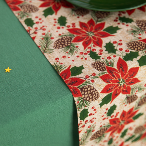 Karácsonyi asztali futó – Karácsonyi rózsák 275 x 28 cm