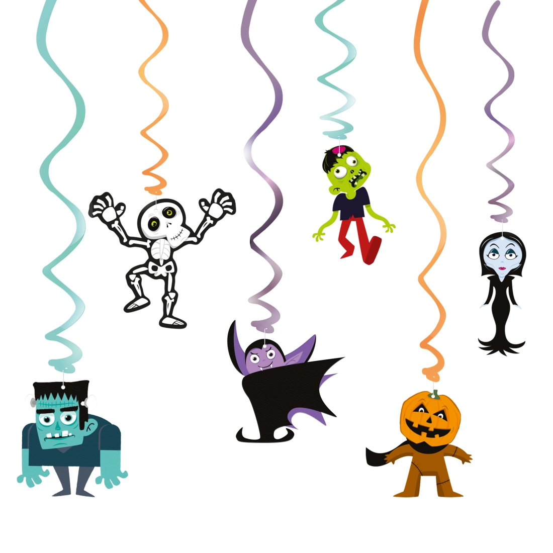 Halloween lógó spirálok – szörnyek, 6 darabos készlet