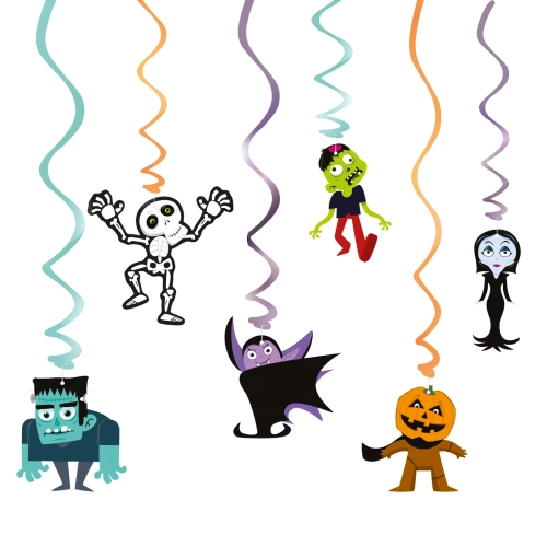 Spirale agățate Halloween monștri, set 6 buc.
