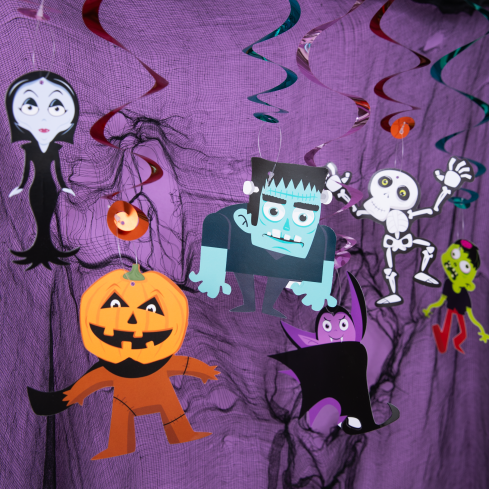 Halloween lógó spirálok – szörnyek, 6 darabos készlet Halloween lógó spirálok – szörnyek, 6 darabos készlet