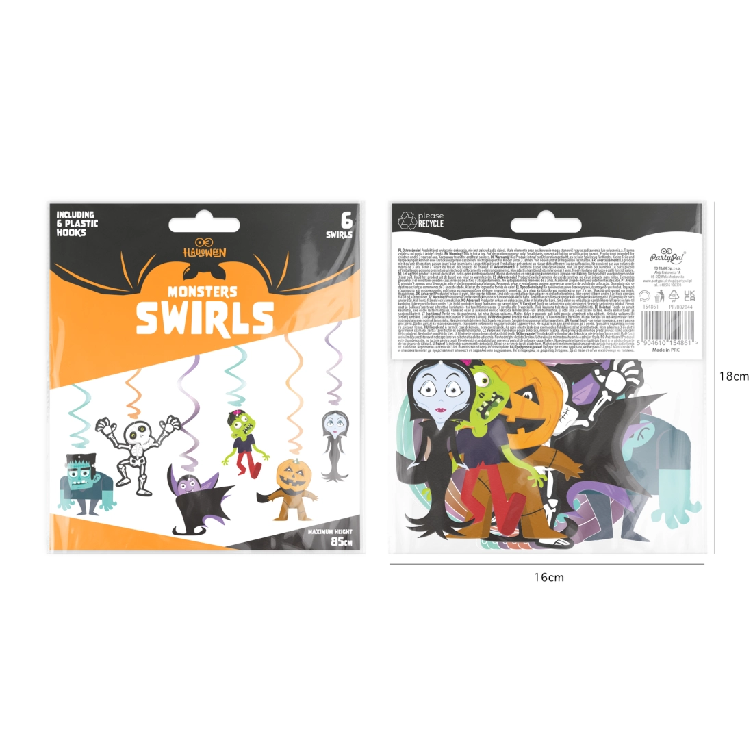 Halloween lógó spirálok – szörnyek, 6 darabos készlet