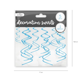 Viseče spirale modre 60 cm, 5 kosov