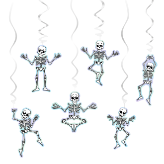 Lógó spirálok koponya motívummal, 6 db