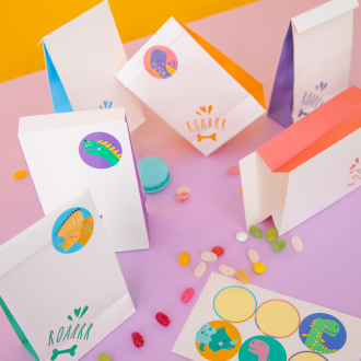 Komplet 6 vrečk za sladkarije Dinozavri