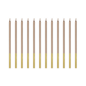 Visoke rojstnodnevne sveče 14 cm – rose gold, 12 kosov
