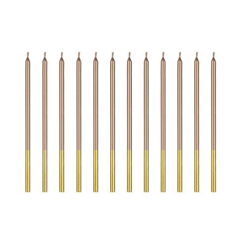 Magas születésnapi gyertyák 14 cm – rose gold, 12 db