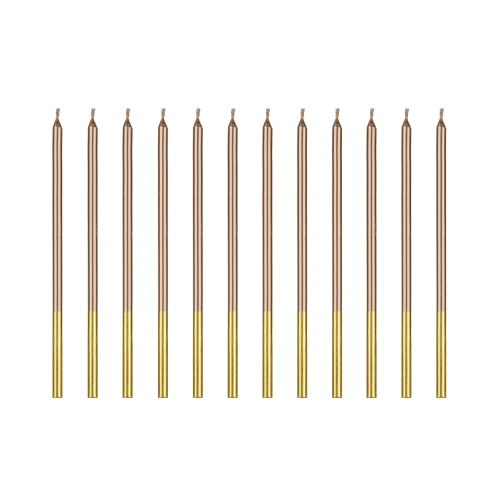 Lumânări de aniversare înalte 14 cm – rose gold, 12 buc.