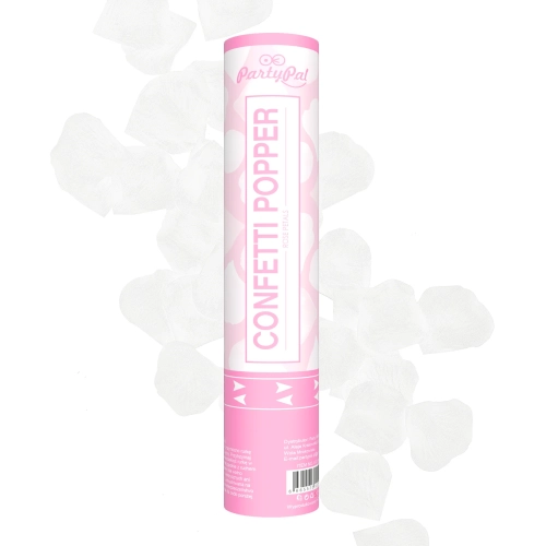 Confetti cu declanșare – petale albe, 30 cm