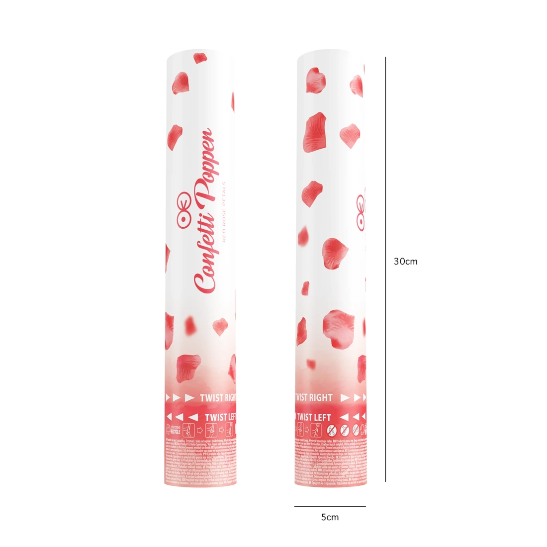 Kilövős konfetti – piros szirmok, 30 cm