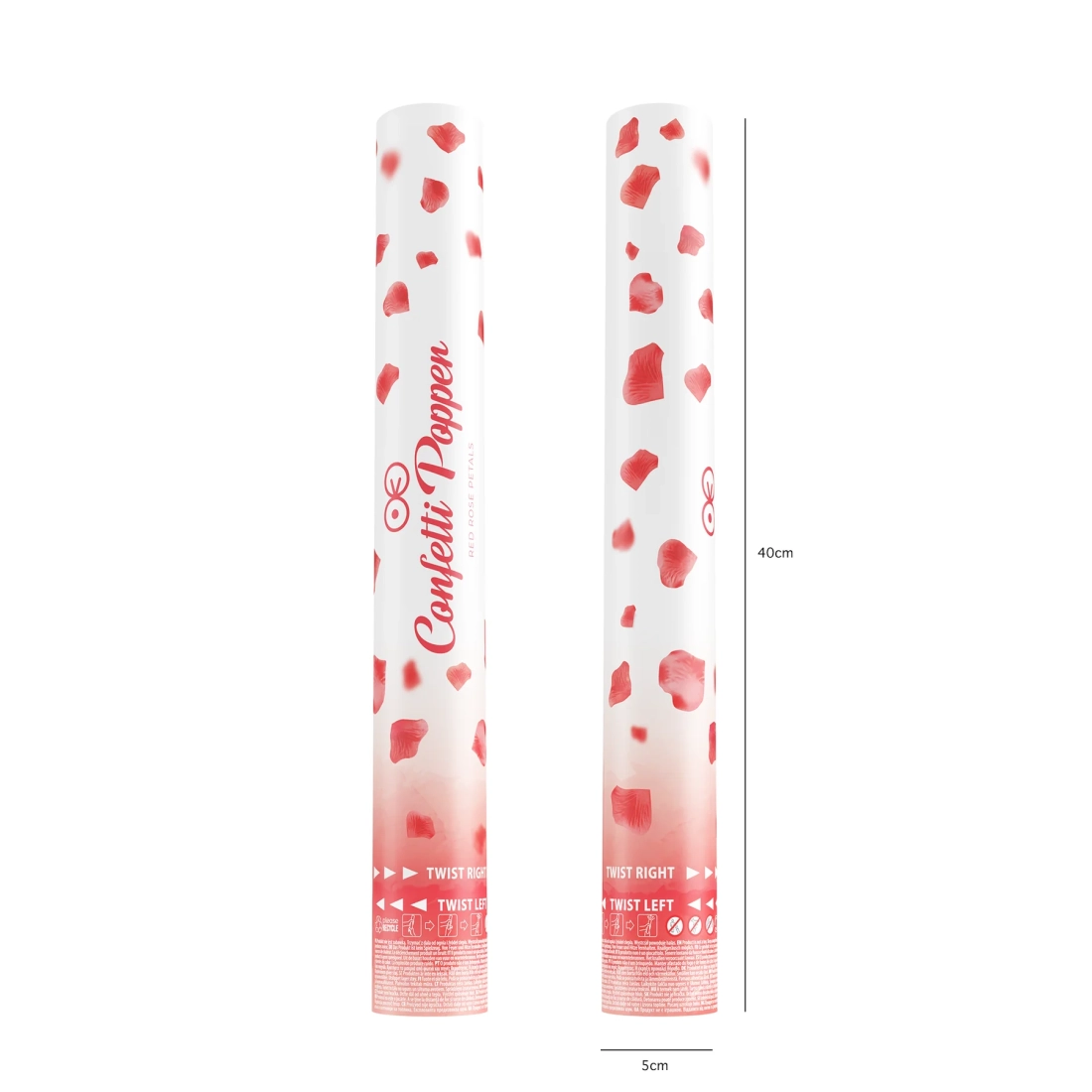 Konfetti kilövő – piros rózsaszirmok, 40 cm