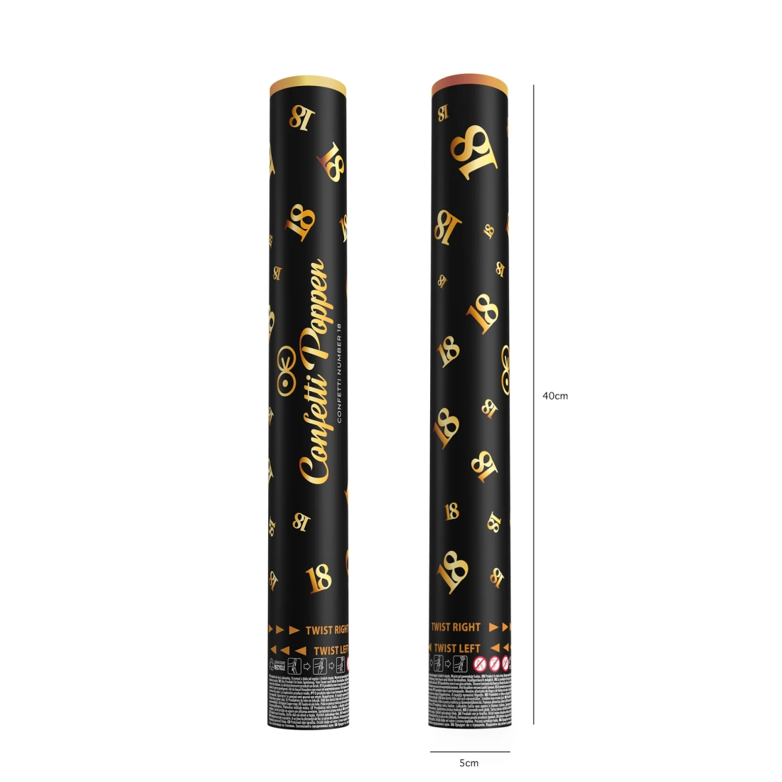 Kilövős konfetti 18-as szám, metál arany, 40 cm