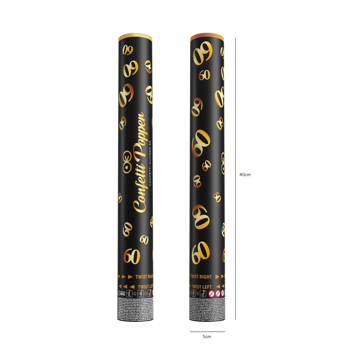 Kilövős konfetti 60-as szám, metál arany, 40 cm