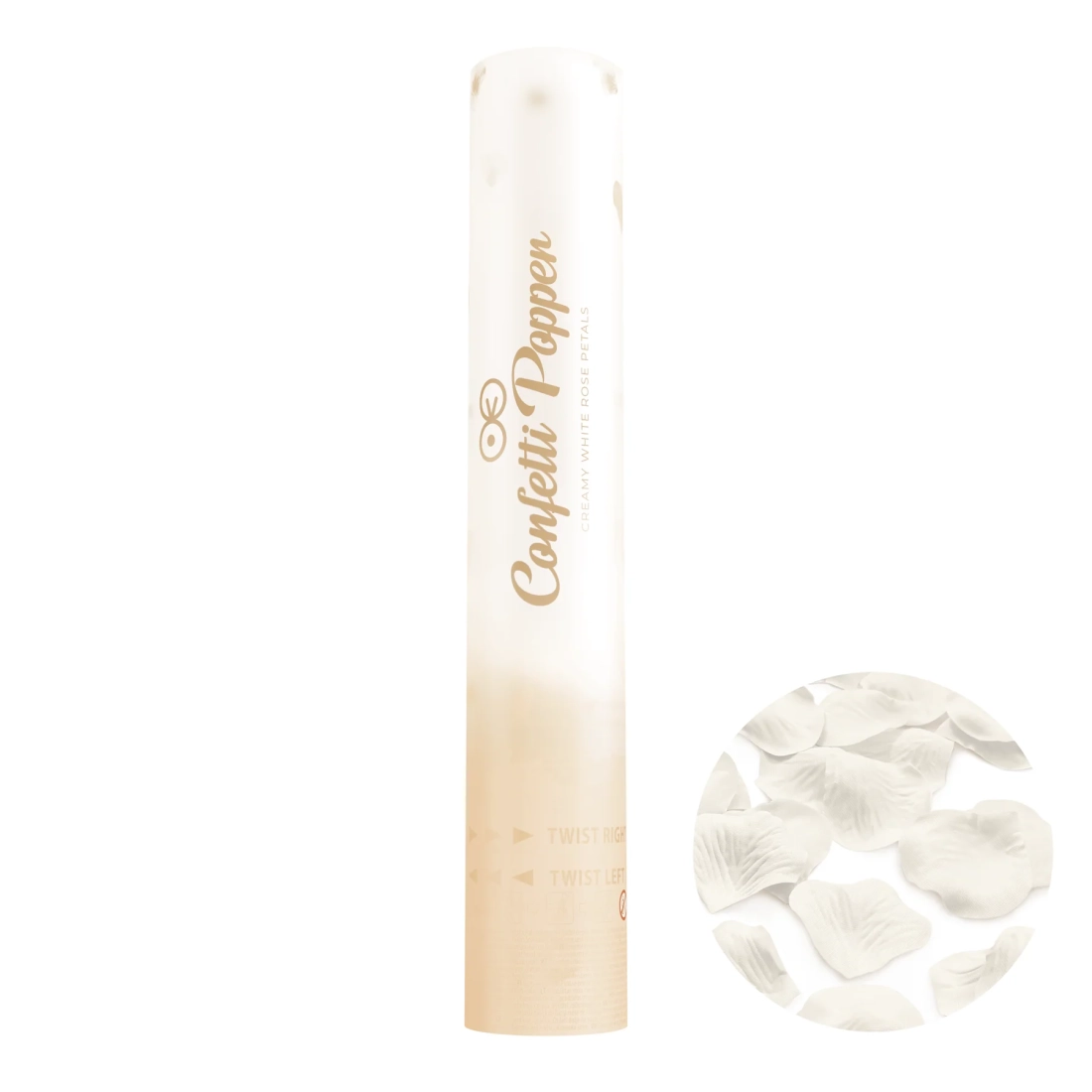 Rózsaszirom kilövő konfetti 30 cm – krémszínű