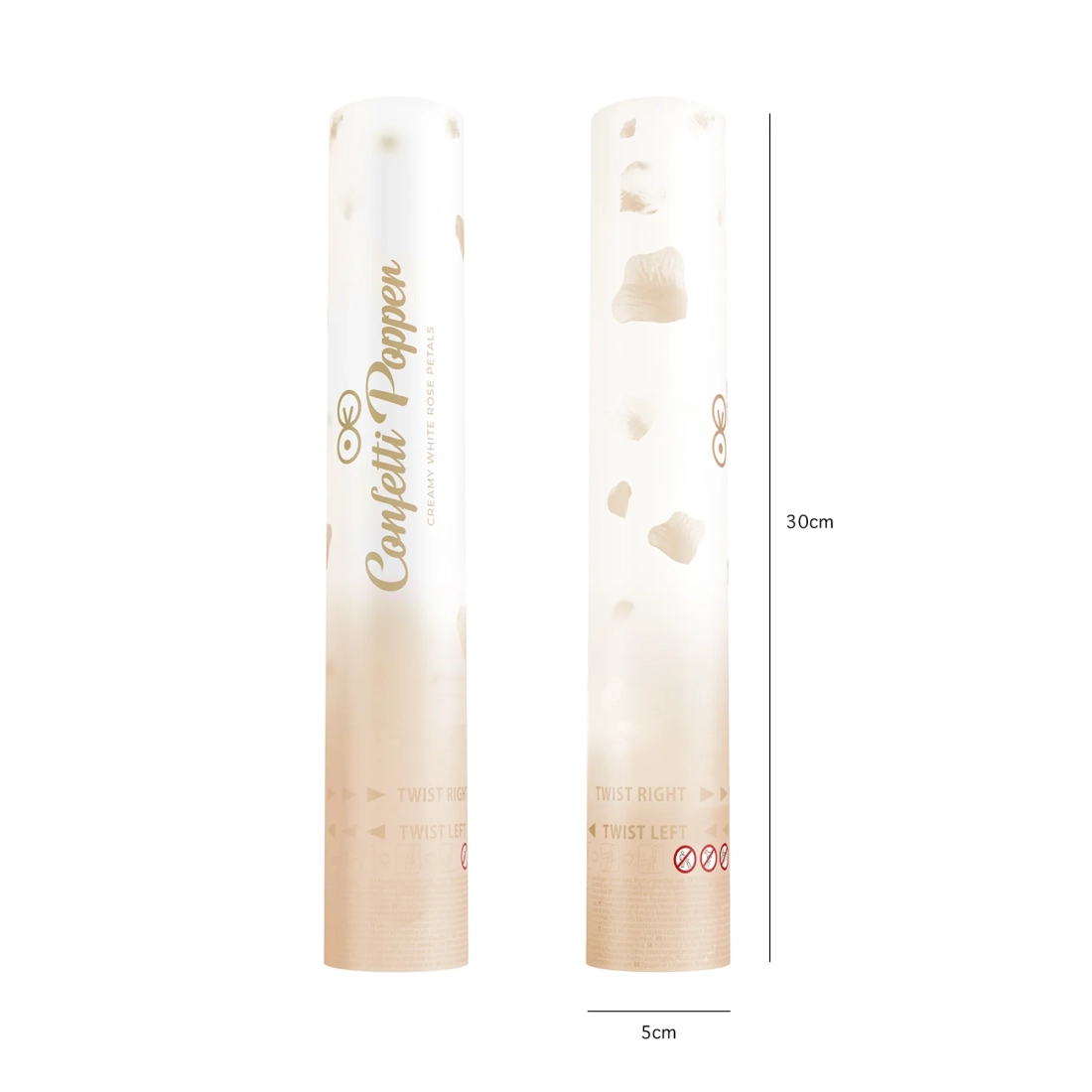 Rózsaszirom kilövő konfetti 30 cm – krémszínű