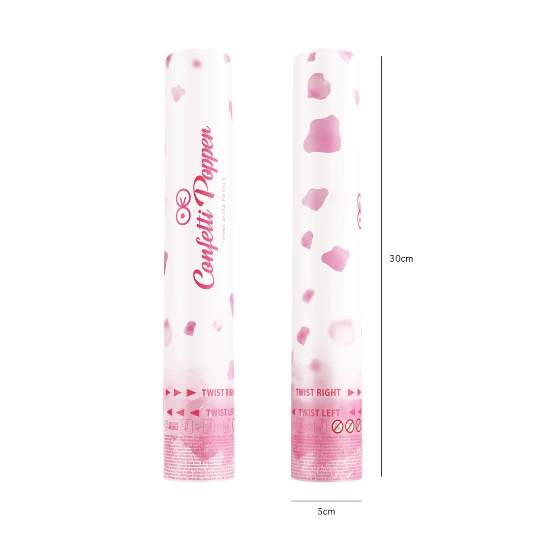 Confetti cu efect de tragere – petale roz, 30 cm