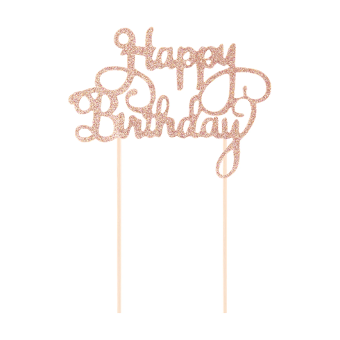 Tortadísz „Happy Birthday” – csillogó, rosegold Tortadísz „Happy Birthday” – csillogó, rosegold